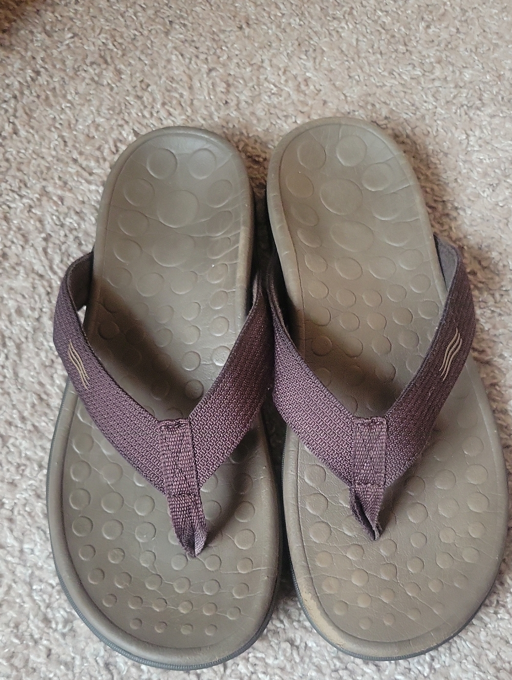 Vionic Men's Brown Fabric Strap Flip-Flop Sandals Sz11